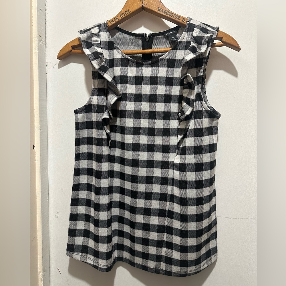 Gingham top with ruffles by Ann Taylor.